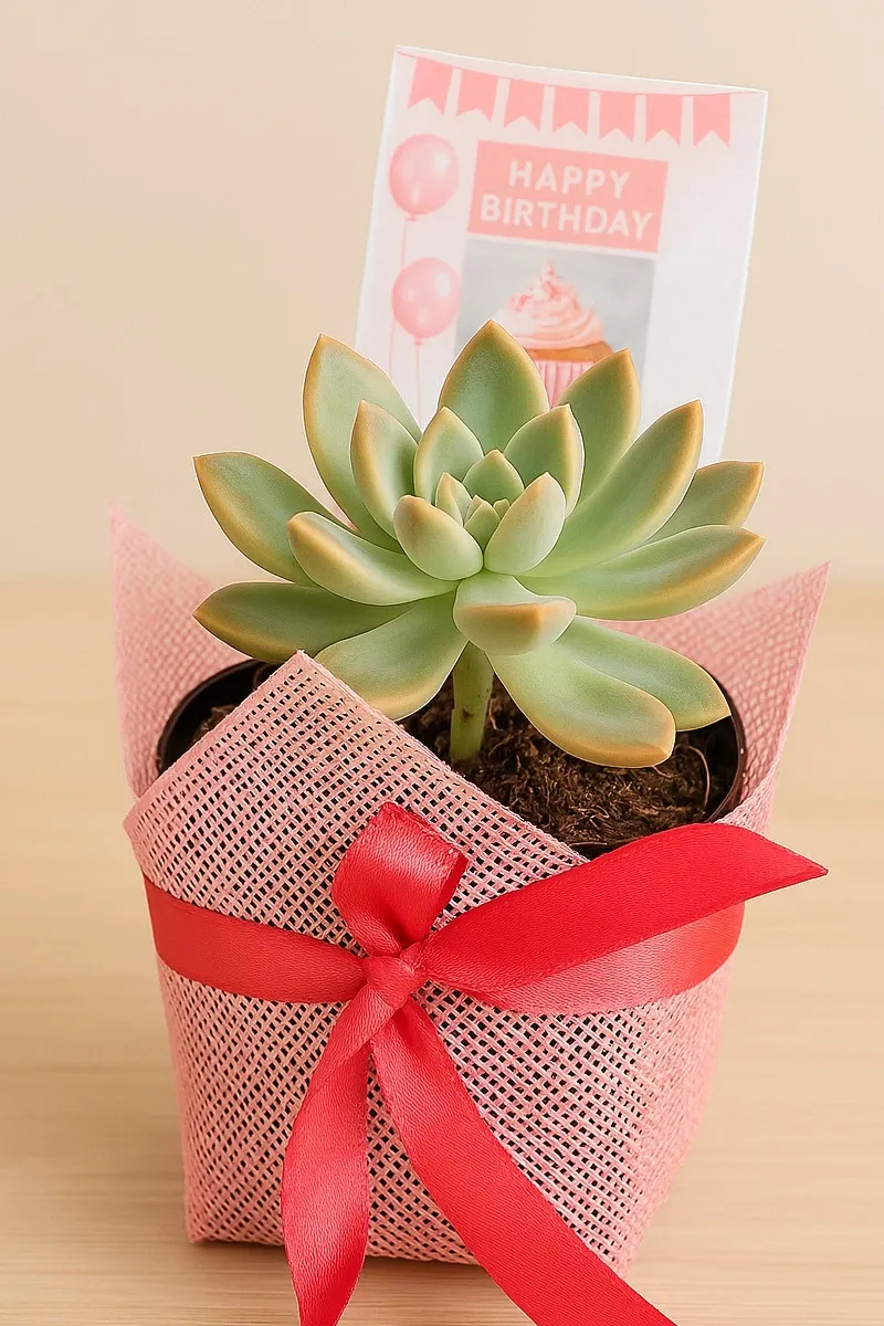 Suculenta Rústica - Suculenta en maceta con yute